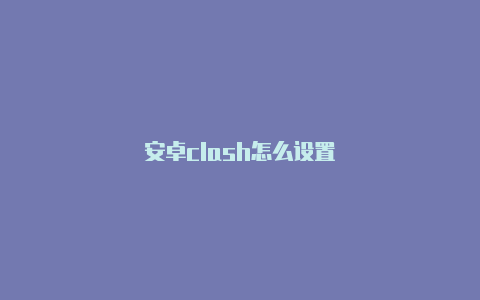 安卓clash怎么设置