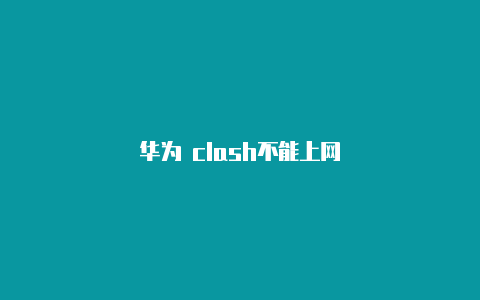 华为 clash不能上网