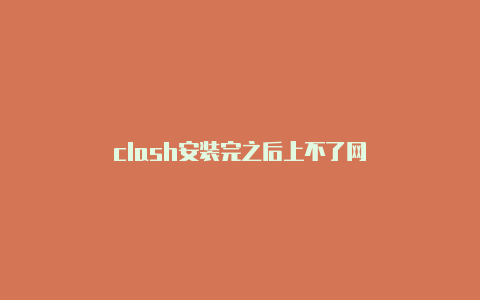 clash安装完之后上不了网