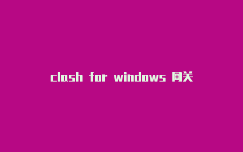 clash for windows 网关模式