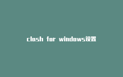 clash for windows设置�