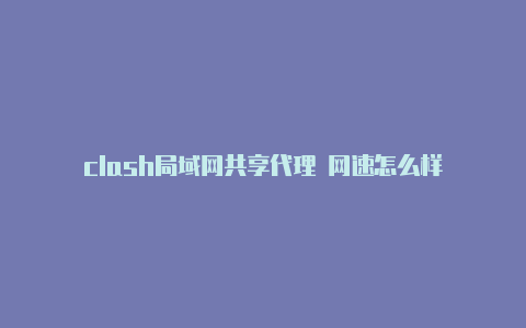 clash局域网共享代理 网速怎么样