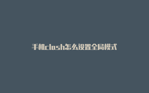 手机clash怎么设置全局模式