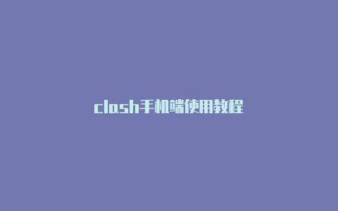 clash手机端使用教程