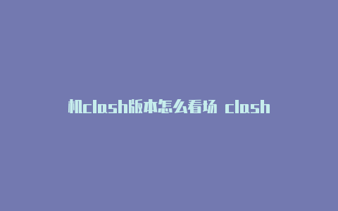 机clash版本怎么看场 clash