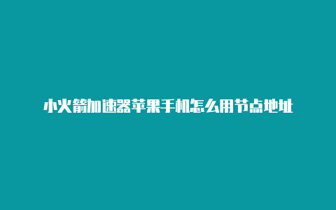 小火箭加速器苹果手机怎么用节点地址