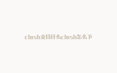 clash支持什么clash怎么下