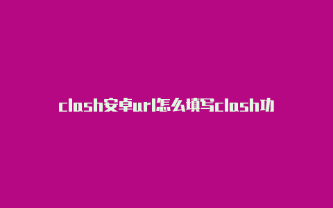 clash安卓url怎么填写clash功能