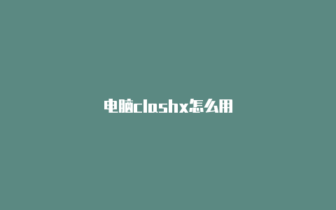 电脑clashx怎么用