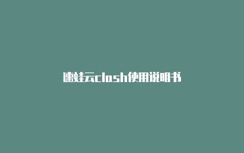 速蛙云clash使用说明书