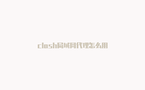 clash局域网代理怎么用