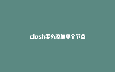 clash怎么添加单个节点