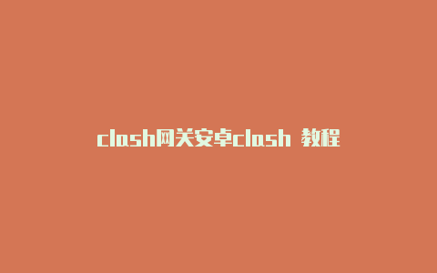 clash网关安卓clash 教程