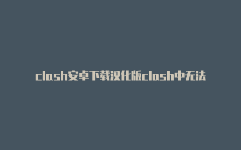 clash安卓下载汉化版clash中无法切换到配置文件