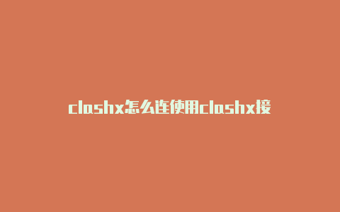 clashx怎么连使用clashx接