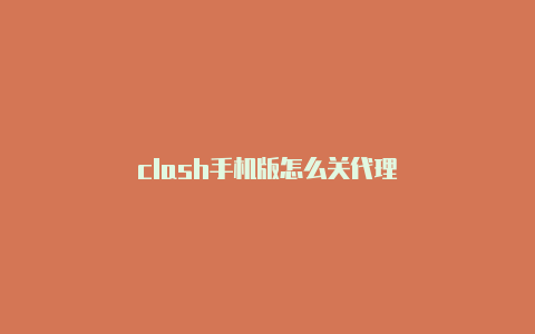 clash手机版怎么关代理