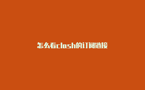 怎么看clash的订阅链接