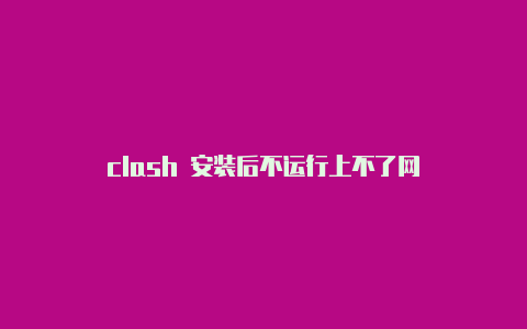 clash 安装后不运行上不了网