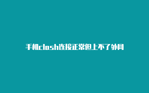 手机clash连接正常但上不了外网