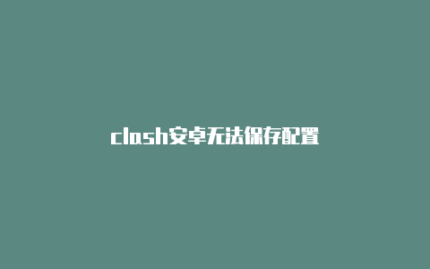 clash安卓无法保存配置