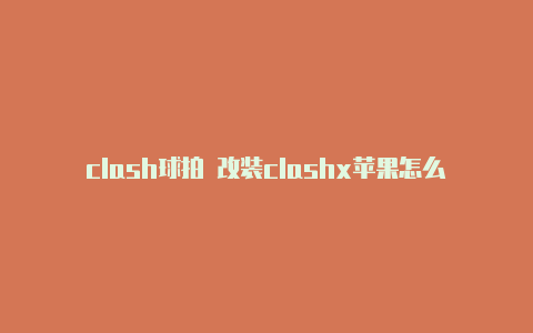 clash球拍 改装clashx苹果怎么安装