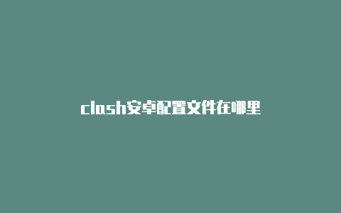 clash安卓配置文件在哪里