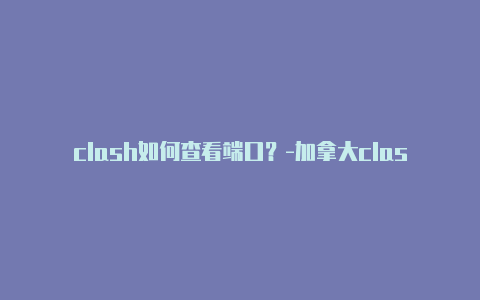 clash如何查看端口？-加拿大clash.net分享