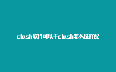 clash软件可以干clash怎么选择配置文件