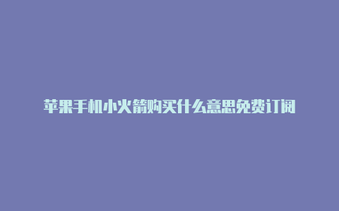 苹果手机小火箭购买什么意思免费订阅