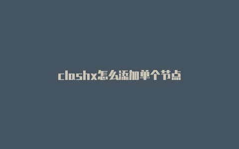 clashx怎么添加单个节点