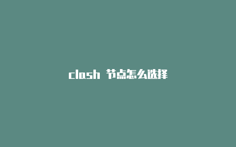 clash 节点怎么选择