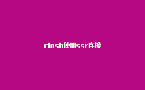 clash使用ssr连接