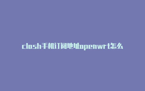 clash手机订阅地址openwrt怎么设置clash