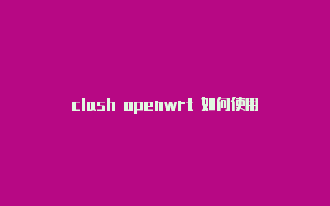 clash openwrt 如何使用