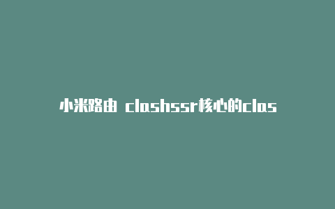 小米路由 clashssr核心的clash