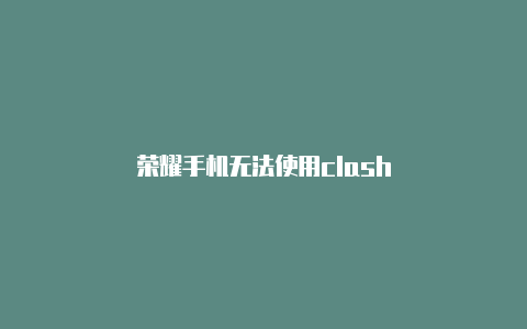 荣耀手机无法使用clash