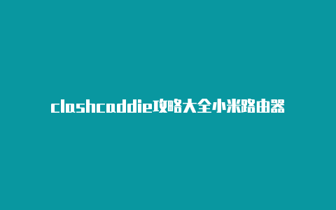 clashcaddie攻略大全小米路由器 clash插件