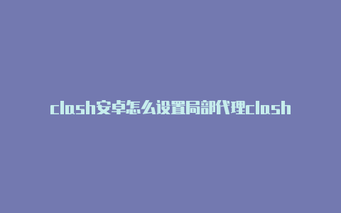 clash安卓怎么设置局部代理clashx怎么看b站港澳台