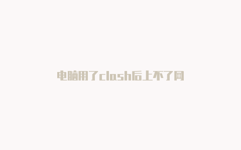 电脑用了clash后上不了网