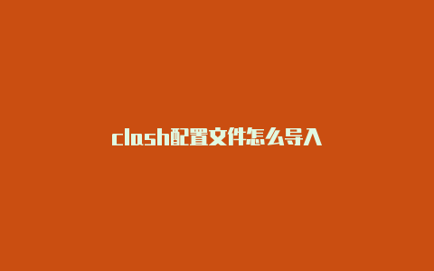 clash配置文件怎么导入