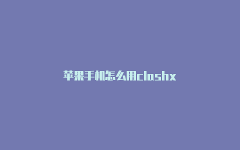 苹果手机怎么用clashx